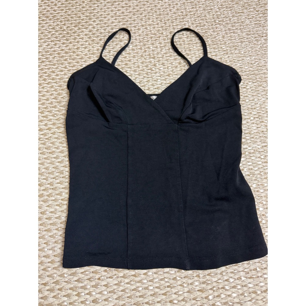 Vintage Bebe Black V-Neck Camisole Pleated Bust Top Y2K dainty baby doll bustier